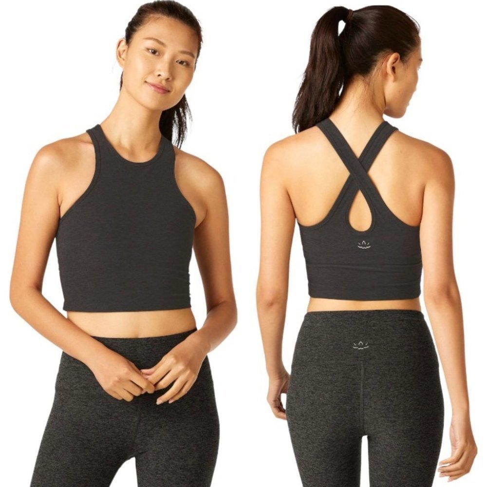 Beyond  Yoga Spacedye Studio Cropped Tank Halter Longline Sports Bra Size Small